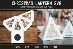 christmas lanterner svg cut file is shown with the instructions to make it look like an origami