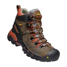 A fusion of versatile durability and rugged protection, KEEN Utility� Pittsburgh Waterproof Work Boots for Men come packed with features to keep feet happy on the job. Pairing the latest fatigue-fighting technology, waterproof protection, and proven Keen� construction, the Pittsburgh arrives ready to tackle the toughest jobs. Durable and waterproof nubuck leather uppers surround KEEN.Dry waterproof/breathable membranes and linings with hydrophobic/hydrophilic 2-zone comfort technology to keep fe Loafers Men Casual, Work Boots For Men, Brown Work Boots, Work Boots Men, Boots For Men, Womens Athletic Shoes, Athletic Men, Mens Oxfords, Nubuck Leather