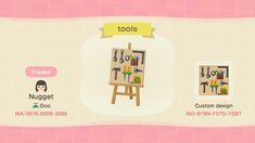 an animal crossing game with tools on the screen