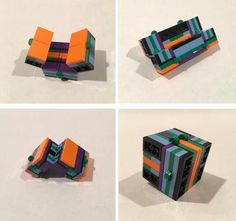 four different views of an object made out of legos