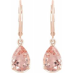 This set of pear shaped morganite drop earrings have a delicate pink-peach color secured with a lever back closure. Each earring has a 10 x 7 mm pear shaped morganite genuine gemstone. The earrings measure 28.5 mm in length x 7.5 mm in width. Pear Shape Fashion, Red Carpet Jewelry, Morganite Jewelry, Morganite Earrings, How To Clean Earrings, Dangle Earrings Gold, Celebrity Jewelry, Trendy Glasses, Rose Gold Morganite