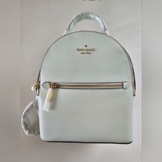 Nwt Kate Spade Leather Backpack Small Size Beautiful Light Mint Color Perfect For Summer Time Hands Free Carrying! Clean And Smoke-Free Storage At My Home Here To Answer Any Questions. I Would Totally Keep This If I Had Any Clothes To Match. :) White Kate Spade Bag With Zipper Closure, Kate Spade Leather Backpack For Errands, Kate Spade Leather Backpack, Lime Sherbert, White Leather Backpack, Kate Spade Minnie Mouse, Minnie Mouse Backpack, Kate Spade Backpack, Kate Spade Disney