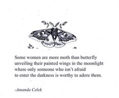 a quote from amanda celek about moths and their stingpigs, with an image of a butterfly on it