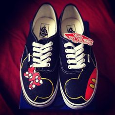 Mickey & Minnie Custom Vans Shoes Minnie Shoes, Custom Vans Shoes, Disney Vans, Disney Shoes