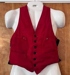 Vintage Vest Red Button Front 4 Pocket Red Vest Mens Unisex Viyella Belt Back Vest - Etsy Red Vest Outfit, Boy Cosplay, Vampire Boy, Red Vest, Albany Ny, Red Suit, Vintage Vest, Vests Mens, Best Color