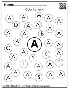 the letter a worksheet for children to practice their handwriting and color recognition skills