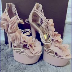 Like New. 6” Heel. 2” Platform. Rose In Color. Beautiful. Crazy Shoes, Beautiful Shoes, Shoes Women Heels, Original Box, Shoes Heels, Like New, Women Shoes, The Originals, Heels