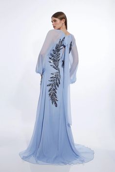 Feather Embellished Woven Long Sleeve Maxi Dress | Karen Millen Capsule Wardrobe Dresses, Latest Maxi Dresses, Summer Bridesmaid Dresses, Spring Wedding Guest Dress, Ibiza Outfits, Maxi Dress Collection, Honeymoon Outfits, Formal Wear Dresses, Fall Wedding Guest Dress