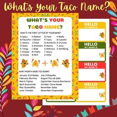 what's your taco name? poster with the words, what's your taco name?