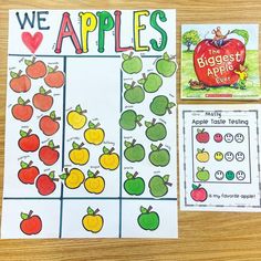 apple themed worksheets and matching cards for kids to use in their homeschool