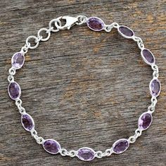 Amethyst tennis bracelet, 'Romantic Violet' - Handcrafted Indian Amethyst Sterling Silver Tennis Bracelet Silver Tennis Bracelet, Floral Stickers, Moonstone Beads, Jewelry Show, Amethyst Bracelet, Presents For Friends, Wedding Things, Handmade Sterling Silver, Tennis Bracelet