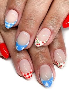 Nails Fireworks, Fireworks Nails, Nails 4th Of July, Stripes Nails, Nails Star