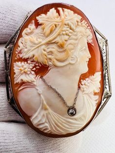 Antique Victorian Shell Cameo Flora , Set in 14K WG Brooch/Pend , 2.3”X1.9” Dia | eBay Vintage Fine Jewelry, Gold Pin, Antique Brooches, Diamond Brooch, Cameo Necklace, Cameo Brooch, Pin Pendant, Cameo Pendant, Black Necklace