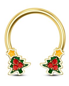 PRICES MAY VARY. [Novelty Design]: 1PC Gold Septum Ring with Double Christmas Tree Design.The Design Makes the Septum Piercing More Personality and Makes You Stand Out. [Gauge and Size]: Bar Thickness:16G(1.2mm); Diameter: 10mm. Easy to wear on and off. [Reliable Material]:The Septum Ring is Made of 316L Stainless Steel, it is one Of The Most Safety Materials For All Types Of Skin.Nickle and Lead-Free, Good for the Sensitive Skin. Totally durable and lightweight. [Multi-application]:It can be we Septum Piercing Jewelry, Daith Piercing Jewelry, Tragus Piercing Jewelry, Horseshoe Ring, Daith Earrings, Conch Earring, Yellow Star, Cartilage Earrings Hoop, Septum Jewelry