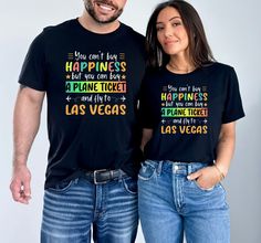 This unisex funny Las Vegas trip tshirt makes the best apparel to wear on vacation to Nevada. Great for husband and wife or family group plane trip. This classic unisex jersey short sleeve tee fits like a well-loved favorite. Soft cotton and quality print make users fall in love with it over and over again. These t-shirts have-ribbed knit collars to bolster shaping. The shoulders have taping for better fit over time. Dual side seams hold the garment's shape for longer.  .: 100% Airlume combed and ringspun cotton (fiber content may vary for different colors) .: Light fabric (4.2 oz/yd² (142 g/m .: Retail fit .: Tear away label .: Runs true to size Accessory items shown in mock photo are not included- just the shirt.    To view other unique designs, visit my full shop at: https://etsy.me/3Qg Plane Trip, Travel Tshirt, Gay Shirts, London Vacation, Tshirt Printing, Personalized Matches, Couple Tees, Anniversary Shirt, Matching Couple Shirts