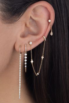 Pearcing Ear Earrings, Piecings Ear Ideas, Cool Piercings Ears, Ear Jewelry Aesthetic, Piercing Ideas Ears, Ear Jewelry Ideas, Styled Ear Piercings, Aesthetic Ear Piercings, Piercing Inspo Ear