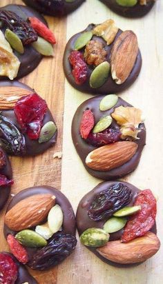 chocolate covered cookies with nuts and dried fruit