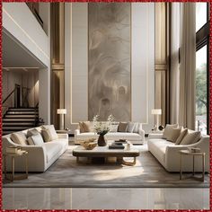 [SponsoredPost] Emphasizing Large Space, The Living Room Appears Even Grander With Its Modern Furnishings. #largelivingroomwalldecorideas Contemporary Majlis Design, Luxury Minimalist Interior, High Ceiling Living Room Modern, Luxury Contemporary Interior Design, Luxury Artwork, Living Room Designs Modern, Double Height Living Room, High Ceiling Living Room, Modern Luxury Interior