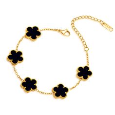 PRICES MAY VARY. Five leaf clover is a lucky grass, Symbolizing true love, health, reputation, wealth, and opportunity 6.5 "+1.7" extension chain, adjustable extension chain can meet the wrist needs of most women Low allergenicity. It is suitable for daily wear, improving the quality of clothing and making your experience flawless Whether it's Valentine's Day, Mother's Day, birthdays, or wedding anniversary, our bracelet is a heartfelt gift, the perfect gift for women . This elegant and beautifu Four Leaf Clover Bracelet, Five Leaf Clover, Clover Bracelet, Lucky Bracelet, Gift Bracelet, Gifts Jewelry, Black Bracelets, Royal Jewelry, Four Leaf