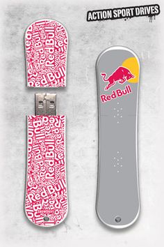 the red bull skateboard has been designed to look like it's coming out of its