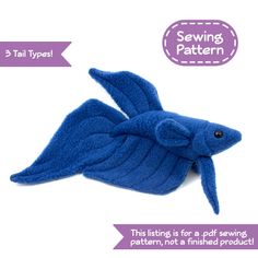 an image of a blue fish made out of felt with instructions to sew it