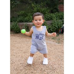 Super cute boy monogrammed jon jon is shown in gray with navy thread. These personalized boy summer rompers button at the crotch for easy changing.Important Notice !Please read the complete listing description and leave baby's complete name here, first middle and last.Your order will be created in the correct monogram order of first, last, middle unless specified.Monogram is approx. 3.5 in height Check out our Thread Color Chart﻿ if you'd like to make a custom look. Send us an email, we'd love t Baby Boy Monogram, Summer Rompers, Boy Monogram, Jon Jon, Baby Monogram, Summer Boy, Color Chart, Rush, How To Find Out