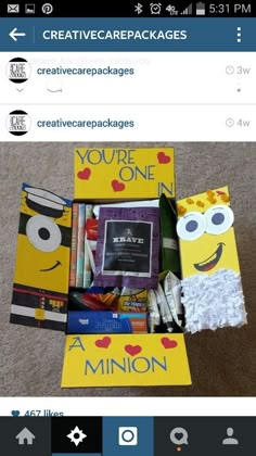 a box filled with books and crafts for kids to make it look like they are in the