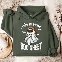 This Is Some Boo Sheet Hoodie, Funny Halloween Party Hoodie, Halloween Ghost Hoodie, Womens Ghost Hoodie, Cute Spooky Hoodie, Spooky Season Shirt, Halloween Gift **Product Information** ⭐️ Our Youth Hoodies are designed with safety in mind, featuring a drawstring-free construction for enhanced safety. ⭐️ - Made from a balanced blend of 50% Cotton and 50% Polyester, providing comfort and durability. - The medium-to-heavy weight fabric guarantees long-lasting use. - Includes a tear-away label for Halloween Hooded Hoodie With Letter Print, Halloween Hooded Sweatshirt With Letter Print, Hooded Halloween Sweatshirt With Letter Print, Funny Long Sleeve Hoodie For Fall, Spooky Hoodie, Ghost Hoodie, Boo Sheet, Hoodie Cute, Youth Hoodies