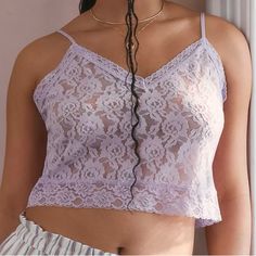 New With Tag Sizes: Small & Medium Lavender Purple Lace Tops For Spring, Purple Lace Top For Spring, Lavender Cami Top For Spring, Feminine Purple Camisole Top, Feminine Purple Camisole For Spring, Lace Cami, Color Purple, Anthropologie, Lavender