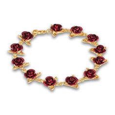 Give her flowers to last a lifetime!To symbolize the love that has blossomed in both your hearts, this exquisite 14kt gold-clad bracelet is adorned with 12 intricately detailed roses.Each flower is masterfully crafted to capture the lush beauty of a rose in glorious full bloom.The effect is breathtaking! Rose Jewelry Flower, A Dozen Roses, Dozen Red Roses, Dozen Roses, Valentines Bracelets, Rose Bracelet, Pure Romance, Rose Gift, Danbury Mint