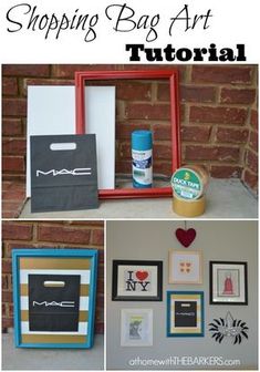 an assortment of pictures with the words shopping bag art