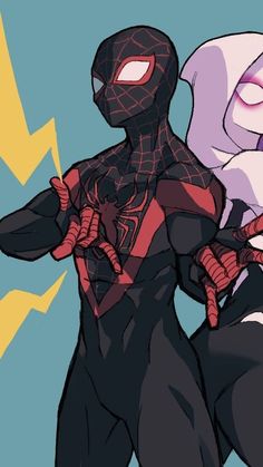 Miles And Gwen Matching Wallpaper, Spider Gwen And Miles, Gwen Miles, Miles And Gwen, Spiderman Girl, Graffiti Wallpaper Iphone, Bff Drawings, Marvel Drawings