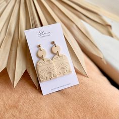 Ivory + Gold Dangle Earrings * Handmade Polymer Clay Earrings * 18k gold plated + always Nickel Free  * Because these are handmade, they will vary slightly in character/markings * To best take care of your clay earrings, avoid moisture and harsh environments  * Made with love + carefully packaged  ♥Shaesu Beige Drop Earrings Gift Jewelry, Beige Drop Earrings Jewelry For Gift, Beige Drop Earrings As Gift, Cream Earrings With Ear Wire For Gifts, Cream Bohemian Earrings As A Gift, Cream Bohemian Earrings As Gift, Beige Drop Earrings For Gift, Beige Drop Earrings As A Gift, Beige Dangle Earrings With Ear Wire