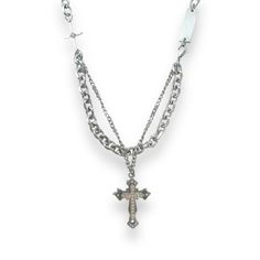 Unleash Your Edgy And Unique Sense Of Style With Our Cz Cross Pendant Necklace! Perfect For Both Men And Women, This Streetwear Accessory Adds A Touch Of Punk And Hip Hop Flair To Any Outfit. Stand Out And Make A Statement With This Unisex Piece. Necklace Length 21.0 Inch, Chain Width 6 Mm. Punk Chain Necklace For Streetwear, Punk Cross Necklace For Streetwear, Punk Streetwear Cross Necklaces, Punk Silver Chain Necklace For Streetwear, Punk Cross Jewelry For Streetwear, Punk Style Necklace With Adjustable Chain For Streetwear, Punk Style Silver Chain Necklace For Streetwear, Alternative Style Chain Jewelry For Streetwear, Punk Style Adjustable Chain Necklace For Streetwear