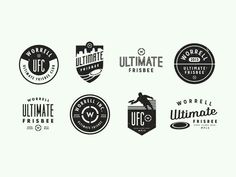 six different logos for ultimate frisbee