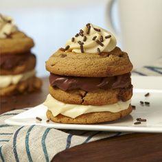 there are cookies and ice cream on top of each other