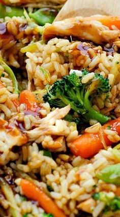 rice with broccoli, carrots and other vegetables