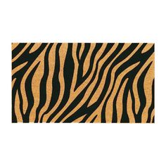 an animal print rug with black and yellow stripes