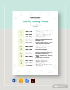 vacation itinerary planner template