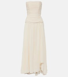 Hightide cotton-blend maxi dress in white - Staud | Mytheresa Wedding Second Look Dress, White Summer Bridesmaid Dress, Rehersal Dinner Dress, Staud Summer Maxi Dress, Staud Fitted Maxi Dress, White Dress Maxi, Fitted White Staud Dress, Elegant White Staud Dress, Elegant White Staud Midi Dress