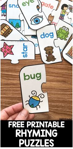 free printable rhyming puzzles for kids to practice sight words and phonicics