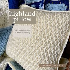 the crochet pattern is free on the blog, highland pillow by madasttitch com