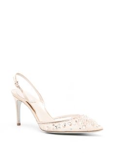 Find RENE CAOVILLA 90mm Bead-embellished Slingback Pumps on Editorialist. beige mesh design buckle-fastening slingback strap 90mm high stiletto heel bead embellishment gem embellishment pointed toe glittered sole Luxury Cream Slingback Pumps For Party, Beige Embellished Heels For Formal Occasions, Luxury Beige Slingback Pumps For Party, Embellished Cream Heels For Evening, Luxury Embellished Slingback Heels, Embellished Silver Slingback Heels, Elegant Embellished Beige Heels, Luxury Crystal Embellished Slingback Pumps, Evening Embellished Cream Heels