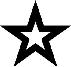 a black and white star with one side facing the viewer, on a white background