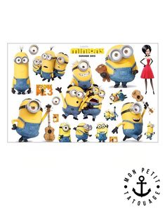 the despicable minion stickers are all in different sizes and colors, including one