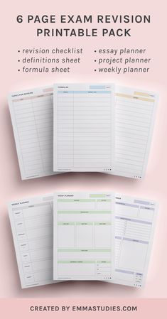 the ultimate printable planner with 6 pages for each page, includes four sheets and one sheet