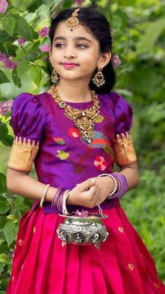 Pattu Pavadai Designs, Kids Indian Wear, Pattu Pavadai, Kids Ethnic Wear, Kids Dress Collection, Kids Blouse Designs, Kids Blouse, Kids Frocks Design