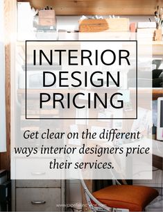 the interior design pricing flyer is shown