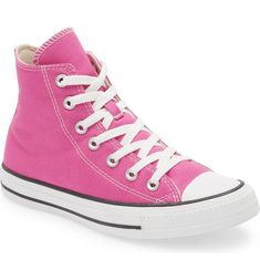 Converse Chuck Taylor® All Star® High Top Sneaker | Nordstrom Canvas Sneakers Womens, Pink Converse, Shoes Converse, Vintage Sneakers, High Top Sneaker, Winter Sneakers, Converse Chuck Taylor All Star, Trendy Shoes, Womens Converse