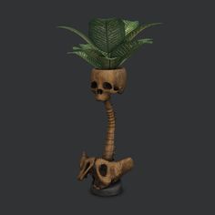 a plant with a skeleton head on it